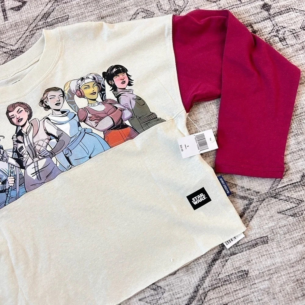 Disney Star Wars Spirit Jersey Cropped Girls Small 5/6 Leia Rey Ahsoka NWT